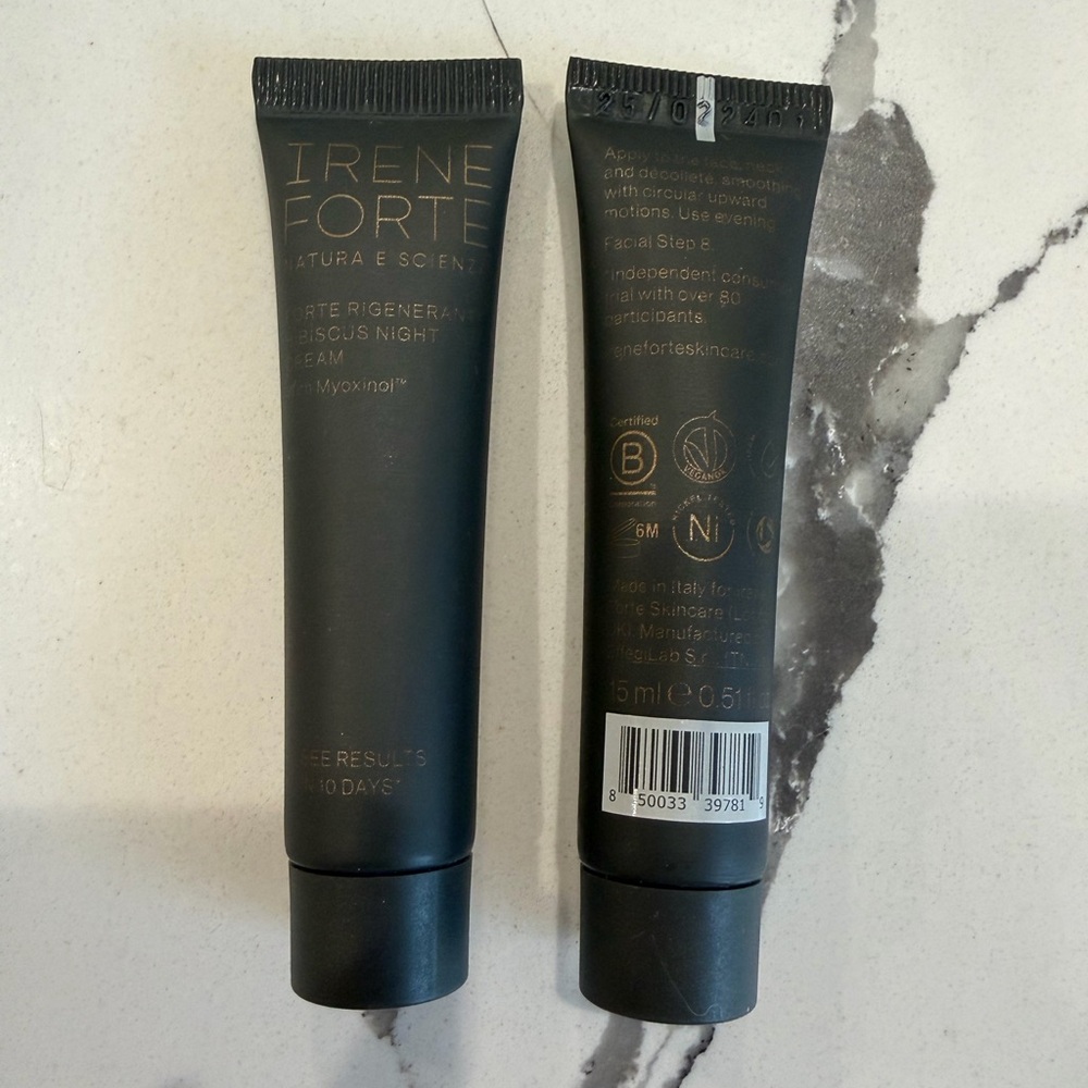 New! Set of 2 travel mini size Irene Forte Regenerative Hibiscus Night Creams
